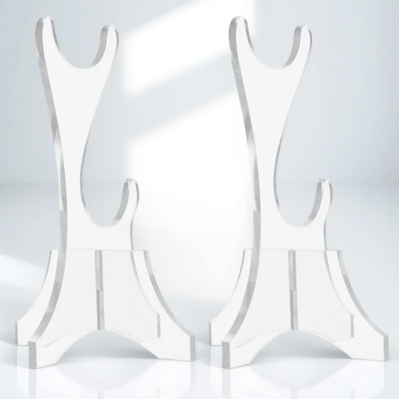 

2Pcs Easy Assemble Acrylic Sword Display Stand for Tabletop Desktop 2-Tier Holder Bracket for Household Sword Rack Decor