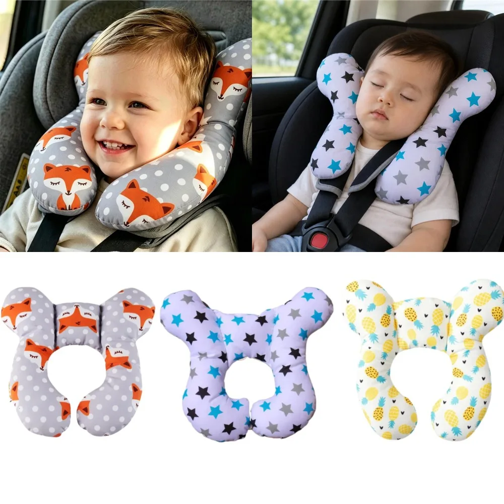 Image of 1 Stück U-förmiges Kinderwagenkissen für Kopf- und Nackenstützung, weiches, atmungsaktives Kissen für Autositz, Kinderwagen und Reiseschlaf.