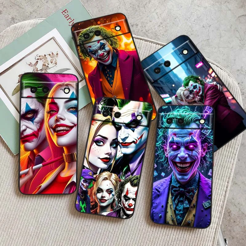 

J-Joker H-Harley Q-Quinn Cool For Google Pixel 9a 9 8A 8 7 7A 6 6A Pro XL 2024 5G Black Soft TPU Silicone Cover Phone Case