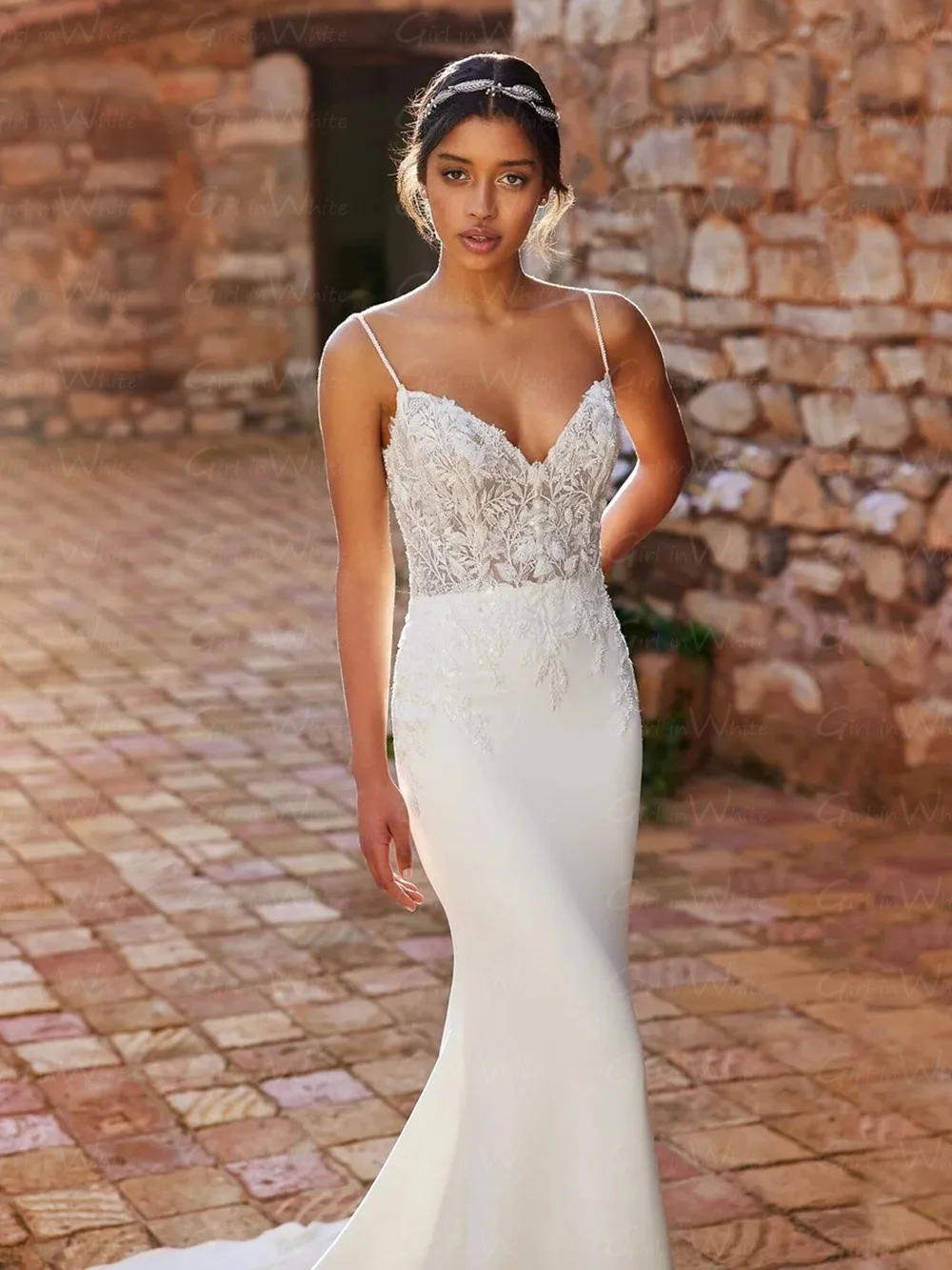 Sexy spaghetti zeemeermin trouwjurken open rug zeemeermin aangepaste bruid gewaden sweep trein bruidsjurk vestidos de novia