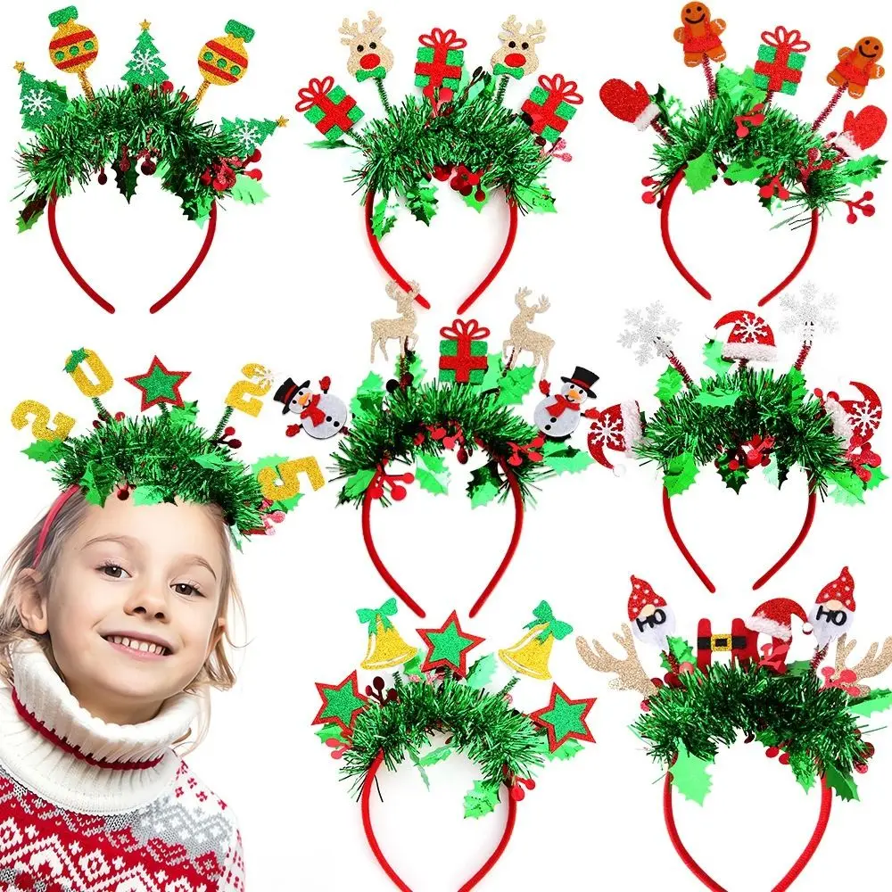 Sequin Christmas Headband Glitter Star Snowman Sequin Hair Hoop Reindeer Antlers Party Decorations Party Props Headress