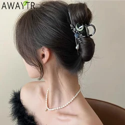 AWAYTR Black New Moon Hair Claws Alloy Ponytail Hair Clips Crab For Women Girl Gift Hair Accessories Valentine Headwear