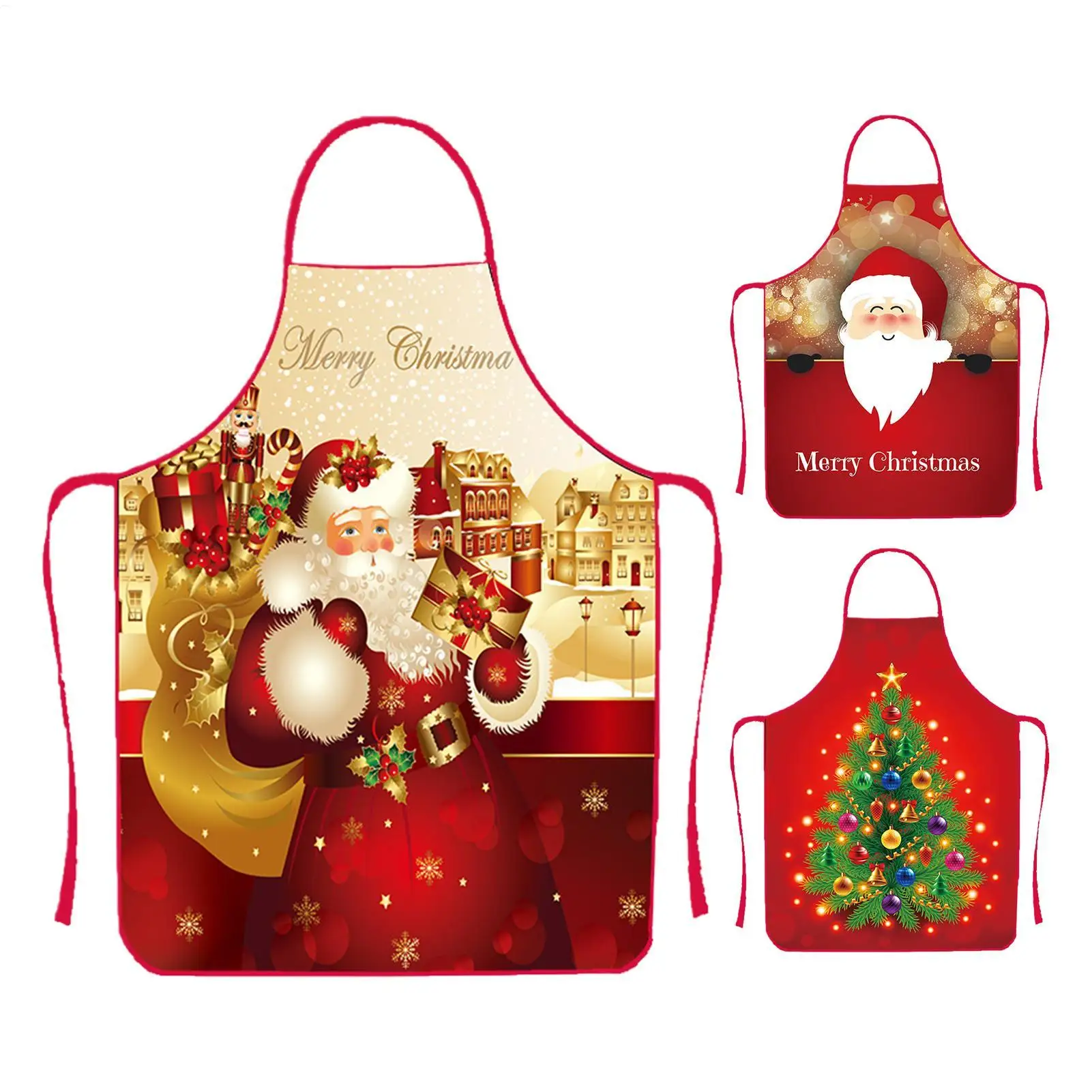 Weihnachts-Kochschürze, wasserdicht, verstellbar, Lätzchen, Urlaub, Kochen, Backen, Schürze für Männer und Frauen, Familienbäcker, Küche, Partyzubehör