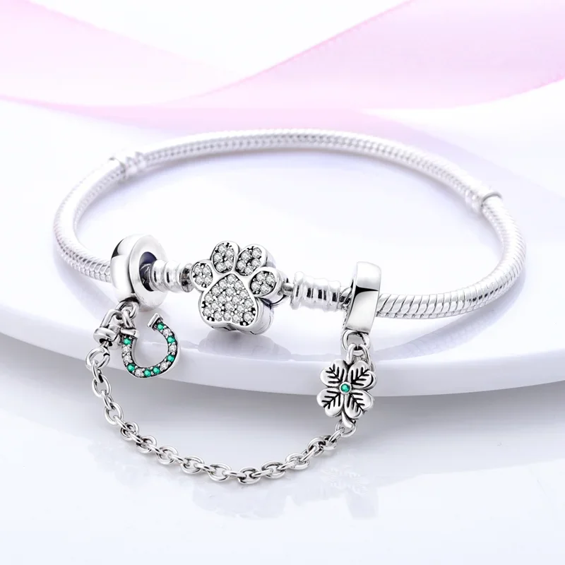 Breloques d'oreille de blé en argent regardé 925 pour femme, ailes roses, étoile, sécurité, convient au bracelet Pandora original, collier à breloques, bijoux féminins