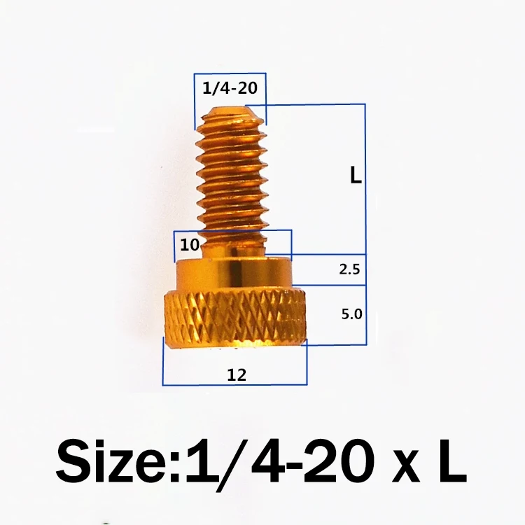 5pcs UNC 1/4-20 Aluminum Alloy Step Thumb Screw Computer Case Screw Knurled Hand Grip Knob Bolts Thumbscrews L=3/8