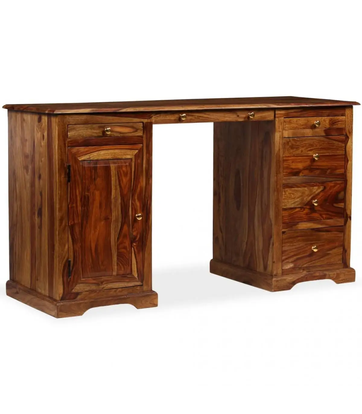 Sheesham solid wood pedestal desk desks 140x50x76 cm