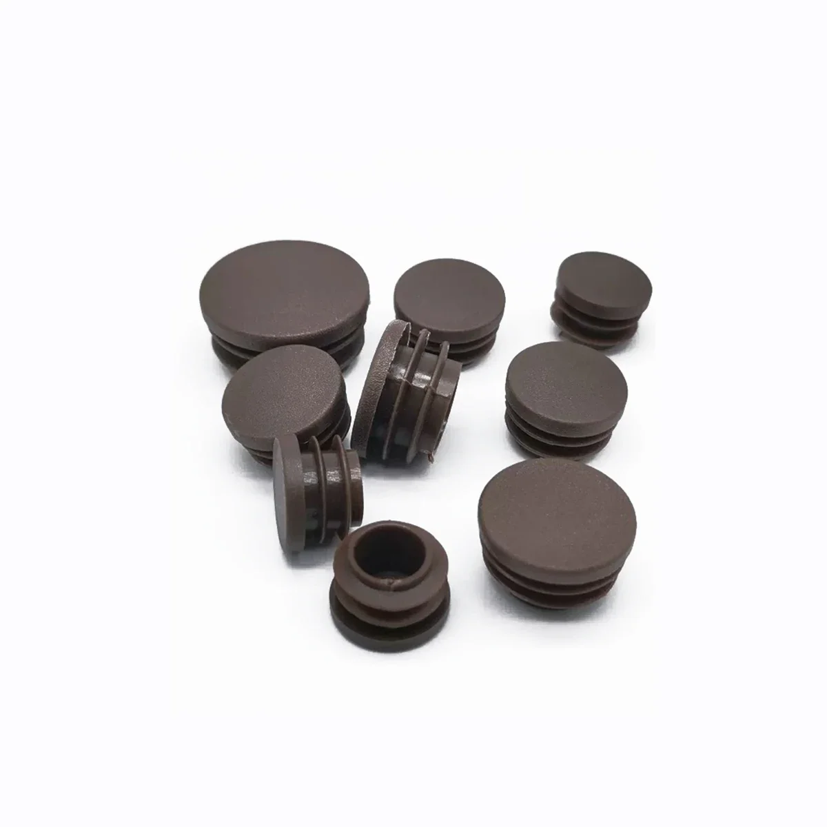 Coffee Colored Plastic Circular Square Plug Dust Cover Furniture Tables And Chairs Non Slip Foot Pads