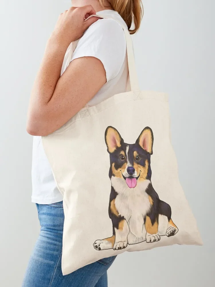 Cute sitting corgi tri color dog Tote Bag tote bag men's Canvas bag shopper bags reusable shopping bags