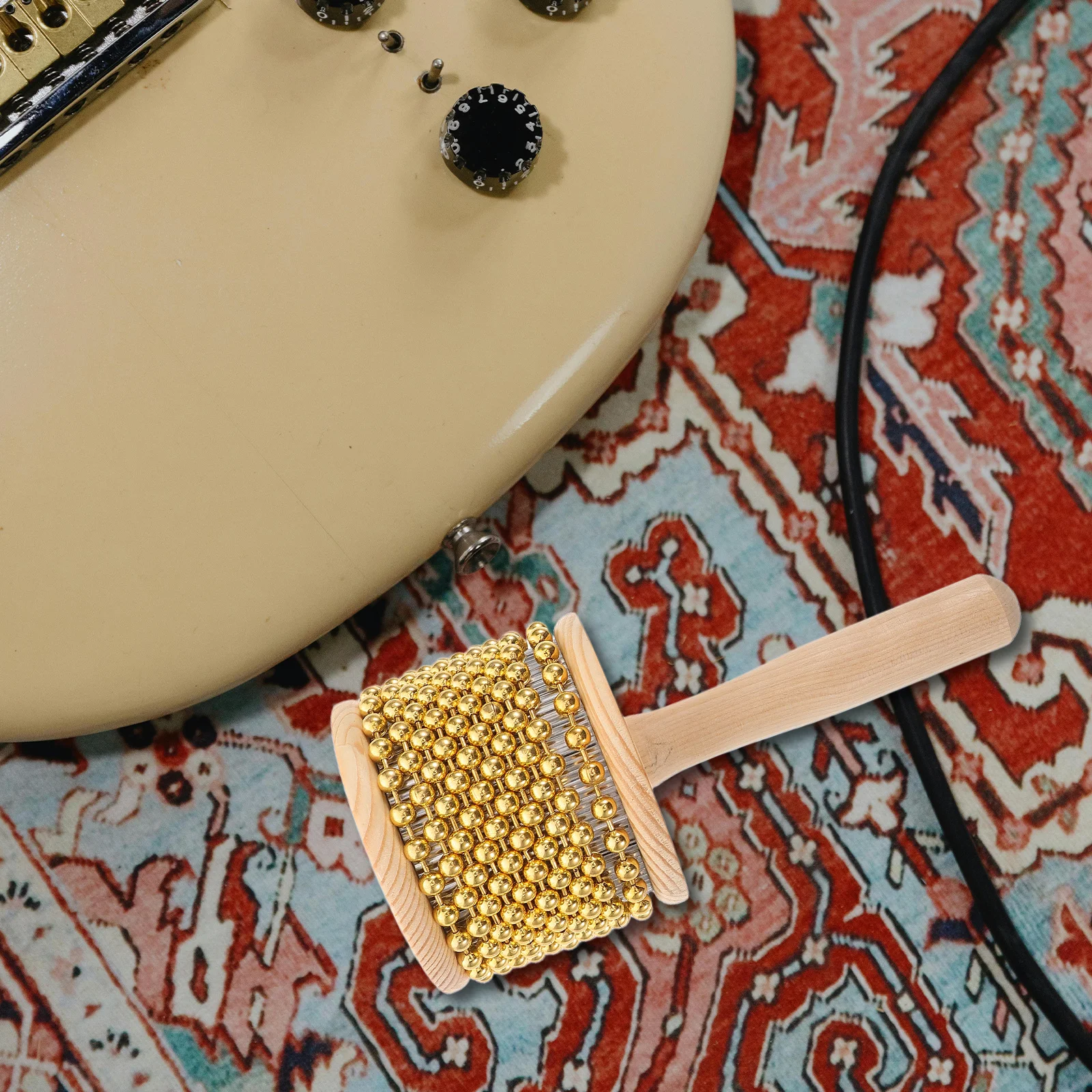 

Mini Wooden Cabasa Percussion Instrument Metal Beads Portable Handheld African Shaker Instrument Jazz Music