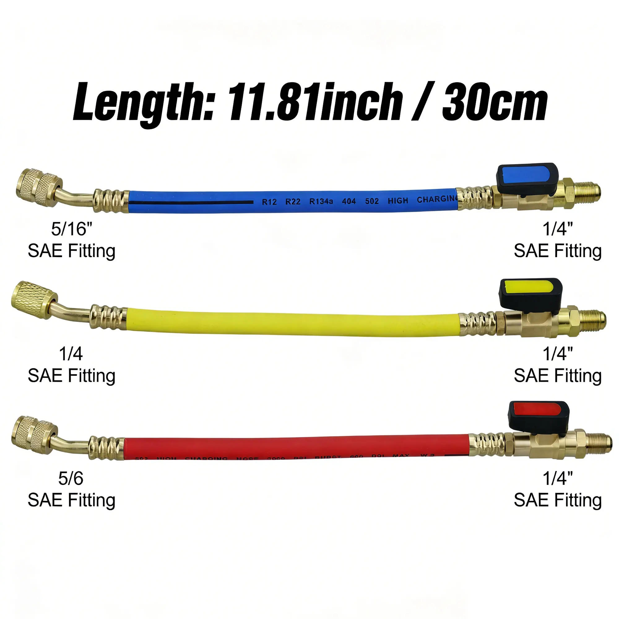 R134A R410A R22 Refrigeration Charging Hose Set with Ball Val ve AC HVAC Maintenance Kit Air Condition Refrigeration