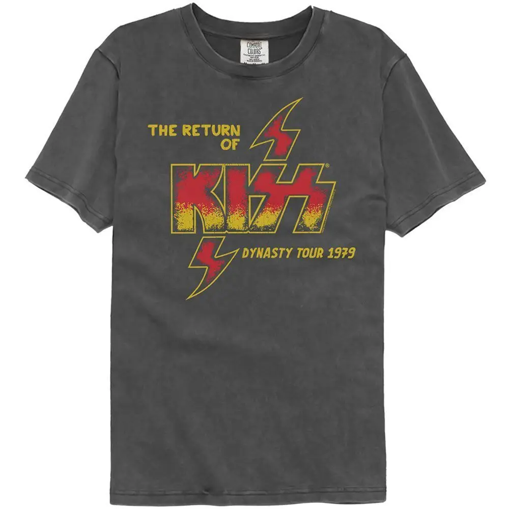 Kiss The Return Of 1979 Officially Licensed Adult Washed Black T-Shirt