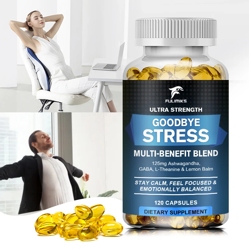 Goodbye Stress Capsules - Contains GABA, L-Theanine To Relieve Mood and Stress Relief, Supplement Capsules