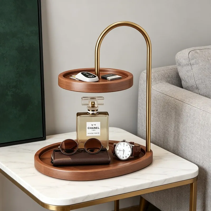 Wood Jewelry Storage Tray, Tabletop Decor Display Stand for Key and Aroma Diffuser, Perfect for Home Bedroom Entrance