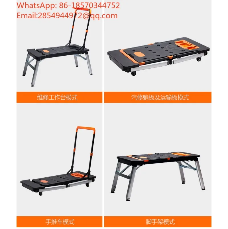 2026    Multifunctional Workbench Bench Stainless Steel DIY Console Trolley Scaffold Mobile Platform Ladder