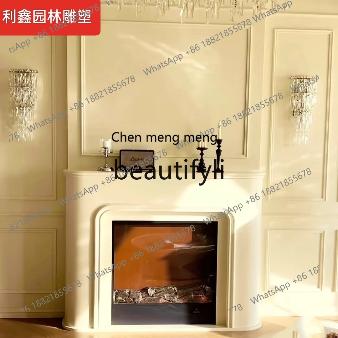 

178Beige imported sand beige pure natural marble French fireplace simple wind