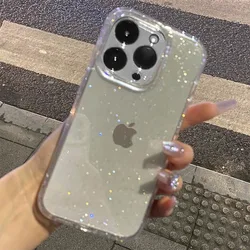 Прозрачный Модный Блестящий Мягкий чехол из ТПУ для iPhone 15 14 13 12 11 Pro Max Plus, блестящий силиконовый защитный чехол-бампер