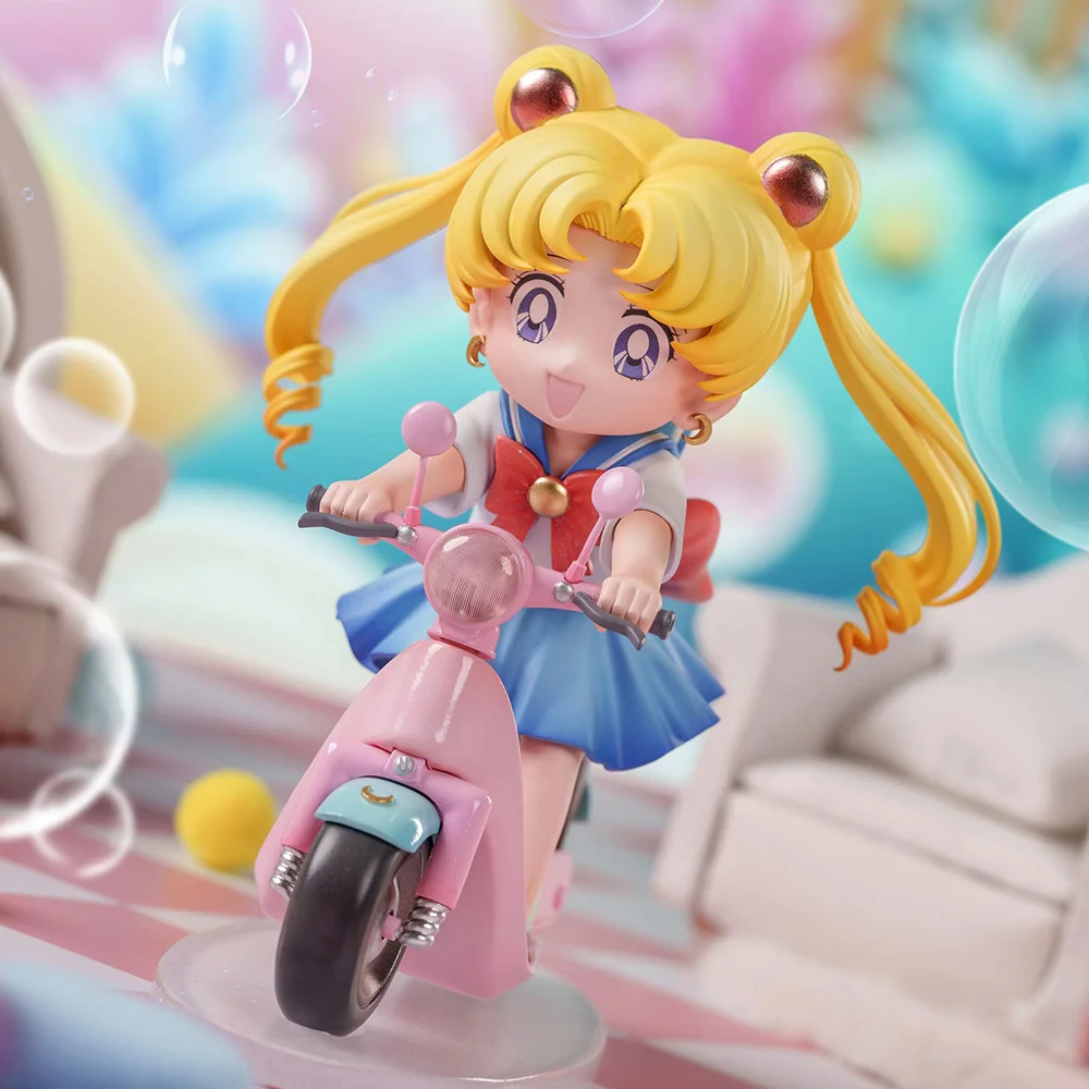 Hot Genuine Sailor Moon Figures Little Motorcycle Moon Hare Cartoon Anime Figure Models Collectible Statue Ornament Gifts Toys