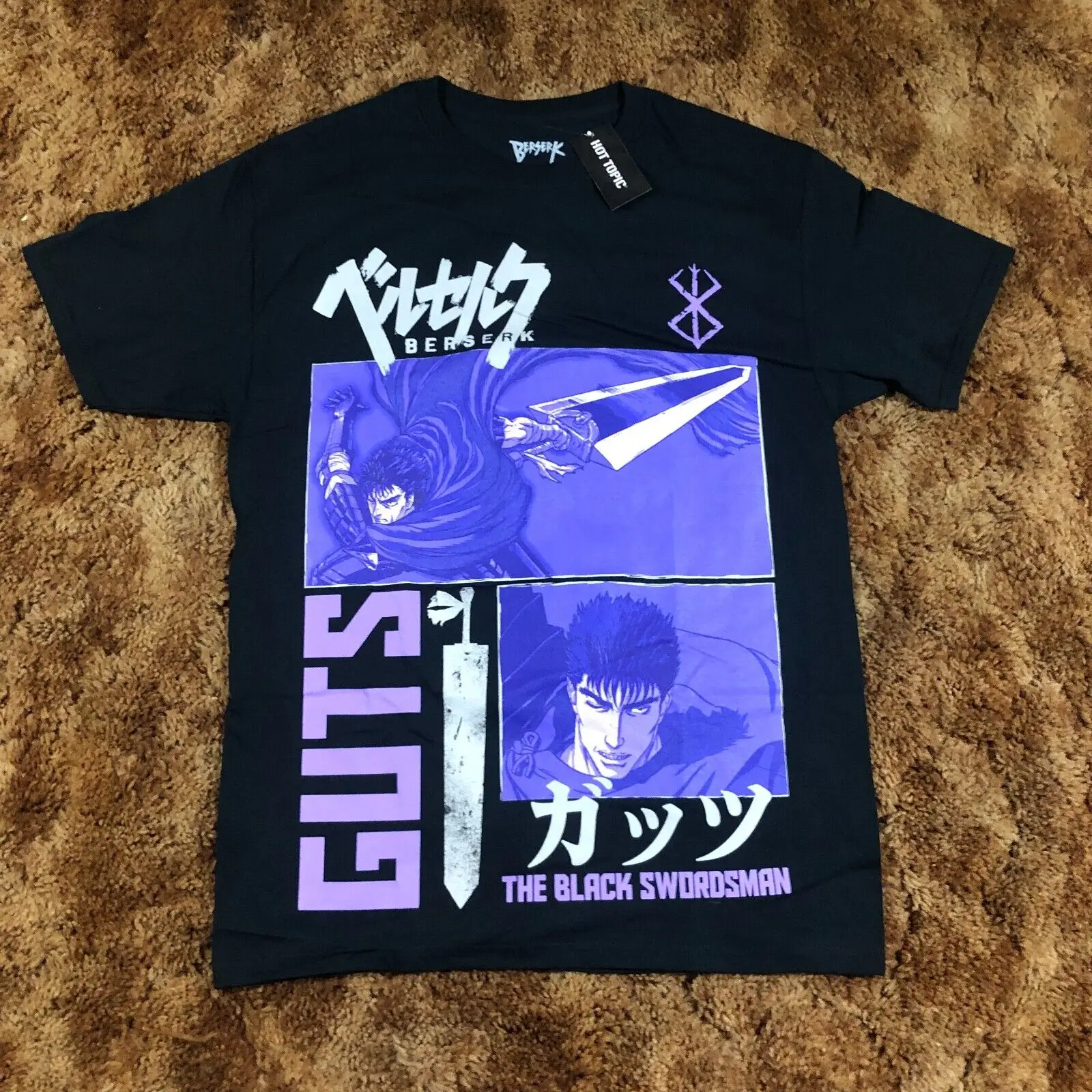 NEW Berserk Manga Guts Men sz M Black Swordsman Shirt Logo Anime Hot Topic