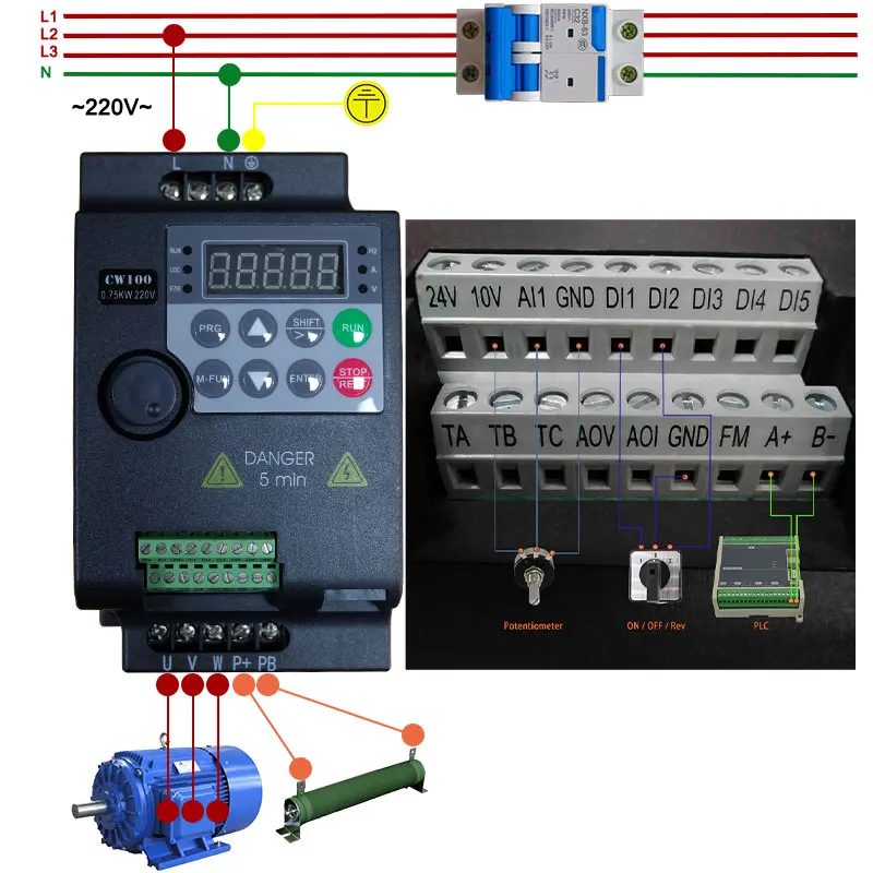 220V 0.75KW/1.5KW/2.2KW 1HP/2HP/3HP Economical Mini VFD Variable Frequency Drive Converter for Motor Speed Control Inverter