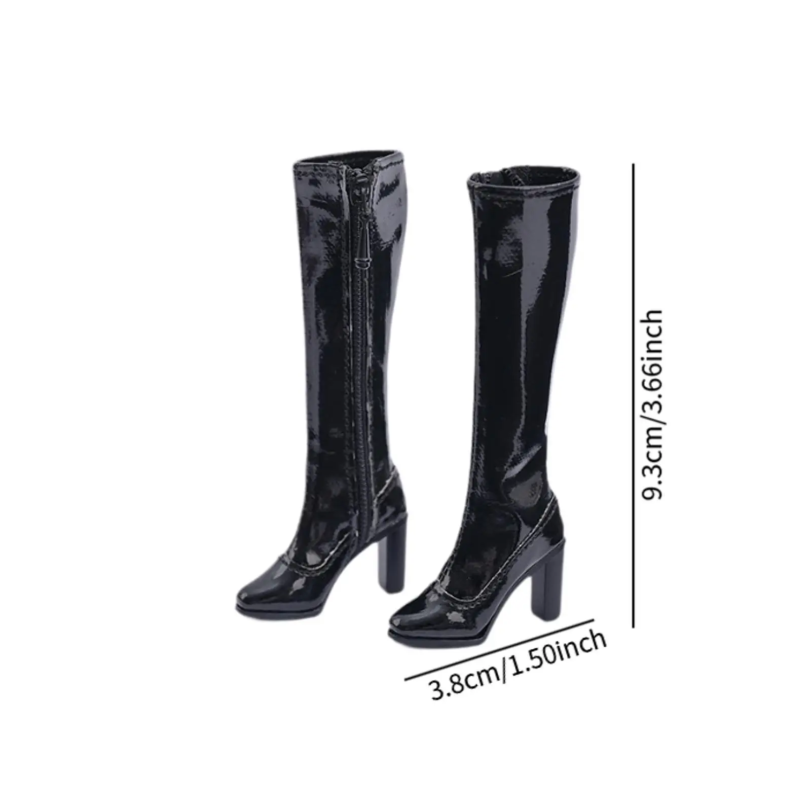 Botas largas hasta la rodilla para mujer, zapatos informales de cuero PU con cremallera lateral, bota de vaquera para muñeca de acción de 12 pulgadas, cuerpo de disfraz, 1/6