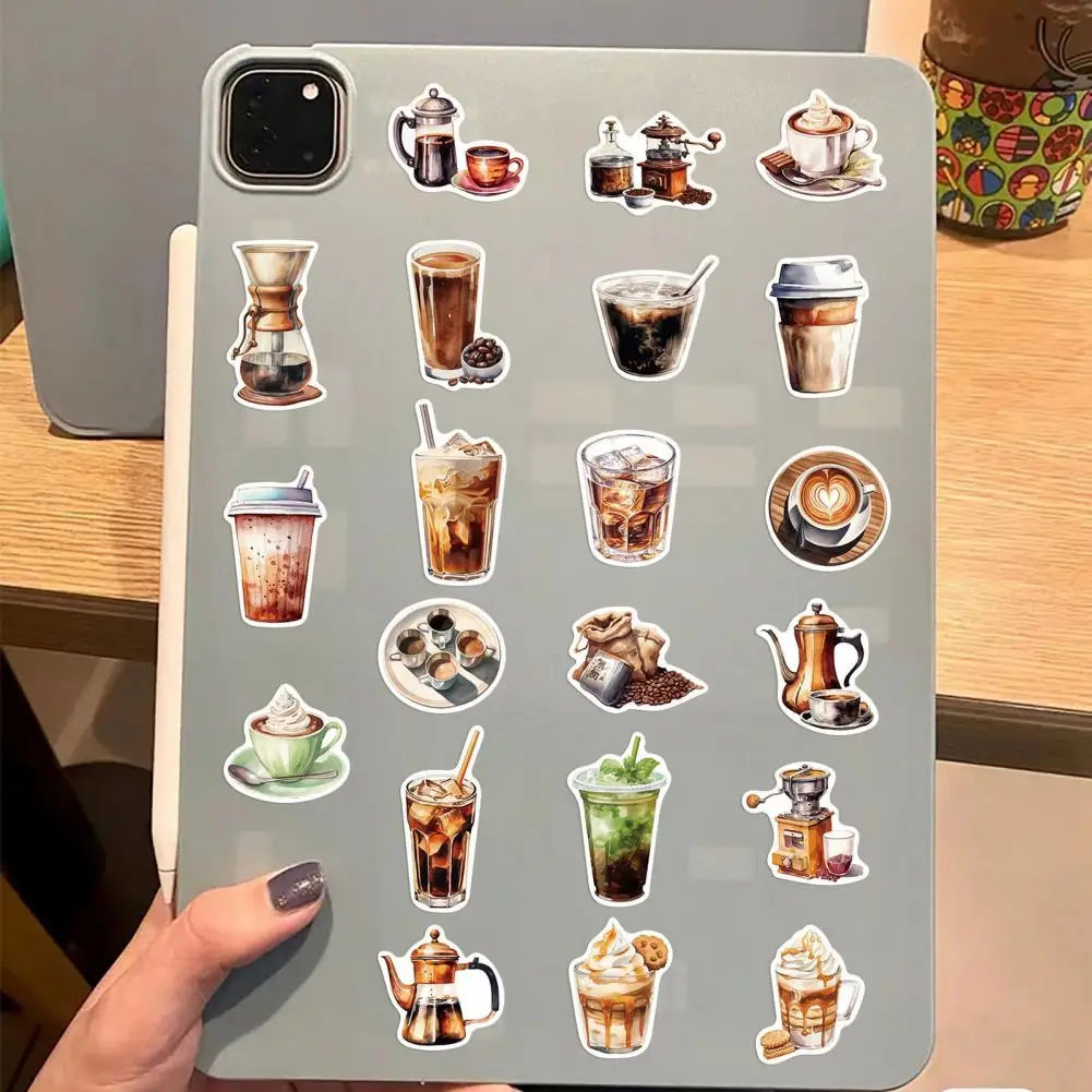 50Pcs/Set Coffee Lovers Sticker Self-adhesive Graffiti Decal Kit PVC Phone Cover Cup Luggage Skateboard Laptop Scrapbook Sticker