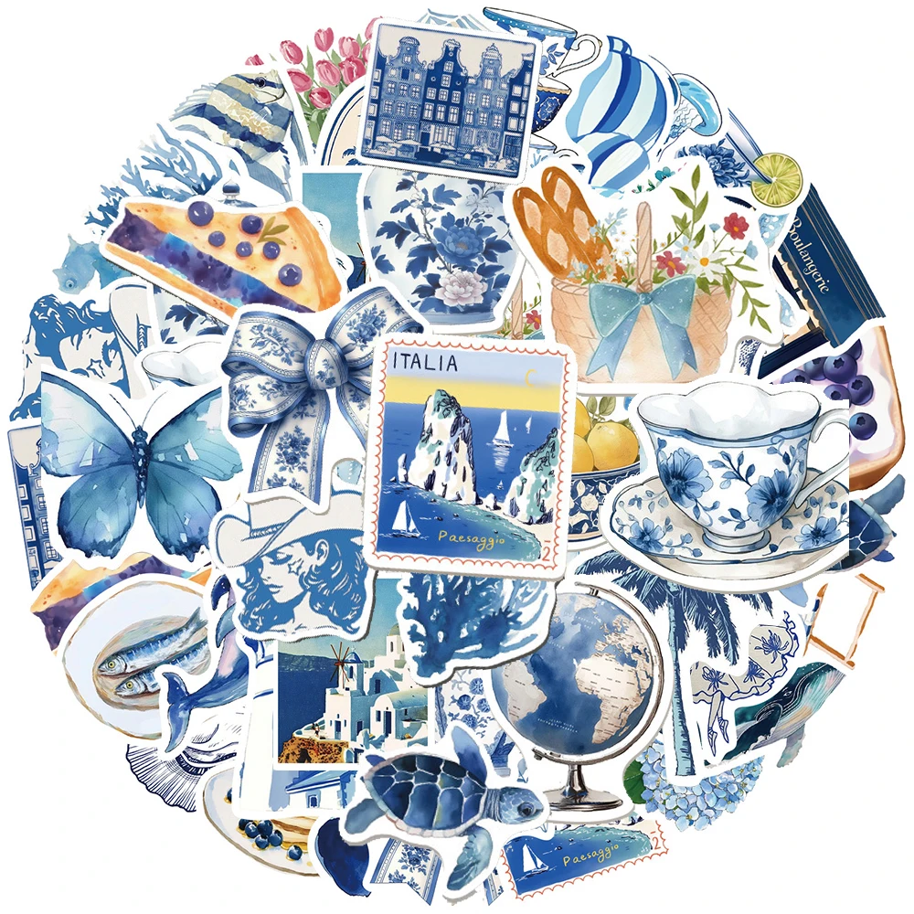 

10/30/50pcs INS Aesthetic Coastal Life Cartoon Stickers for Skateboard Guitar Phone Luggage Decoration Sticker Kids Classic Toys