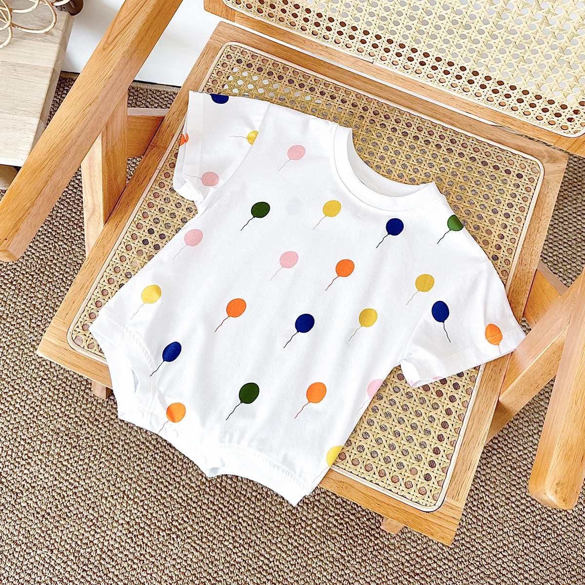 Summer New Baby Clothes Balloon Print Short Sleeved Shirt Romper Baby Girl Boys Clothes Newborn for 1-18M Baby Bodysuit