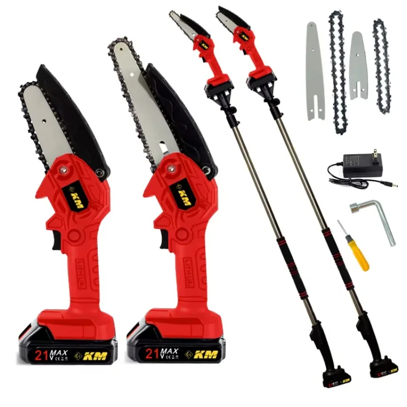 

KM Long Reach Pole Cordless Pruning Shears Lithium Battery Powered Telescopic Electric Pruning Shear for Tree