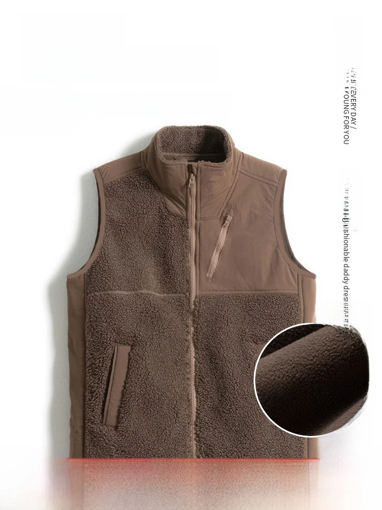 

Men's Thiened Fce Lined Vest Autumn Winter Loose Fit Svel Jaet for ly Comfortable Urban Sle Faionable