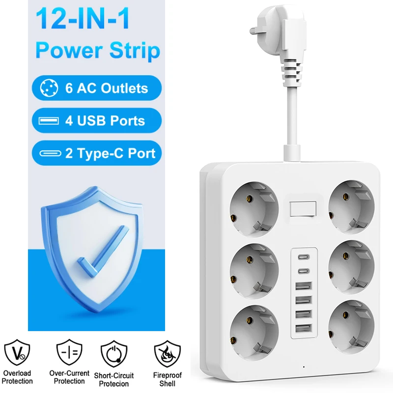 12-In-1 Wall Socket…