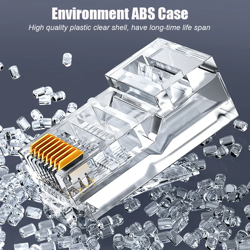 SAMZHE Cat5e RJ45 Modular Plug 8P8C Connettore per il Cavo Ethernet, Placcato Oro CAT 5e Gigabit All'ingrosso Ethernet Crimp Connettori