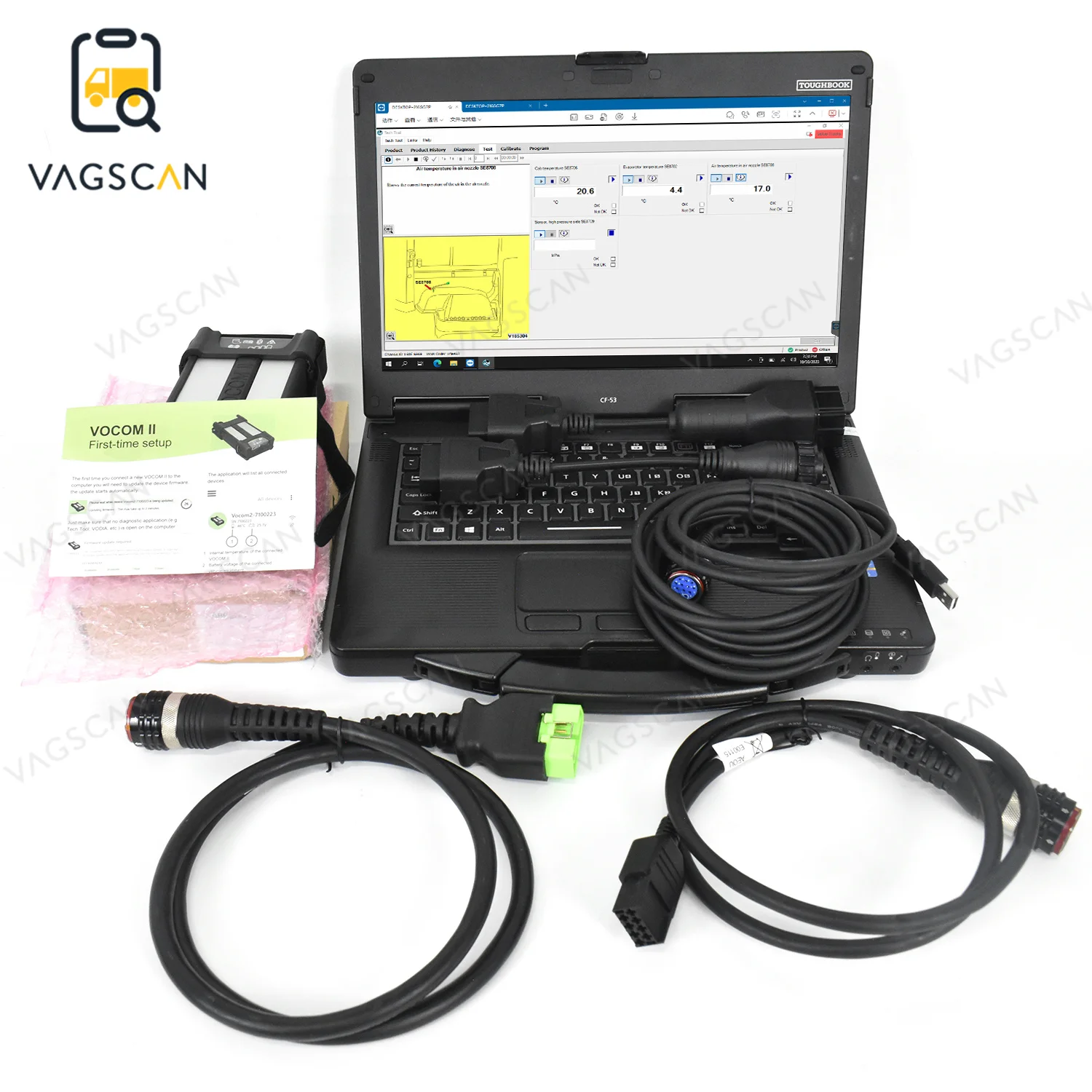 

diesel CF53 toughbook laptop scanner + For genuine VOCOM II truck excavator VOCOM 2 88894000 Tech Premium diagnostic Tool