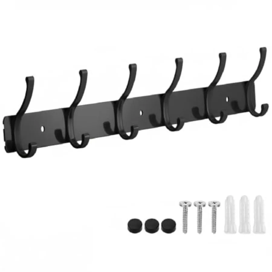 

Coat Rack Wall Mount, Coat Hooks Hanger Wall Double Hook Rack Rail Towel Hat Rack Entryway Bathroom Hanger Organizer for Robes,