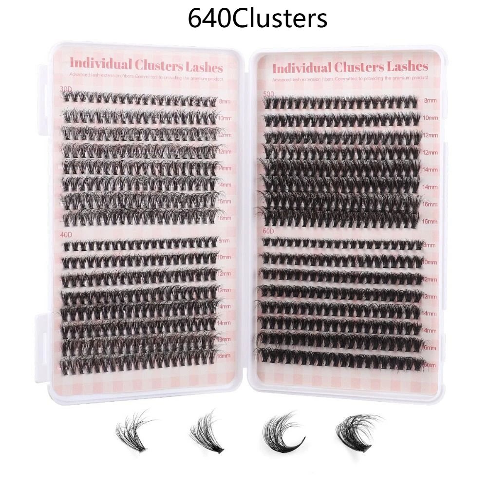 Cílios postiços individuais mistos, maquiagem diy, fofos, extensão de cílios densos, pacotes de cílios segmentados, faça você mesmo