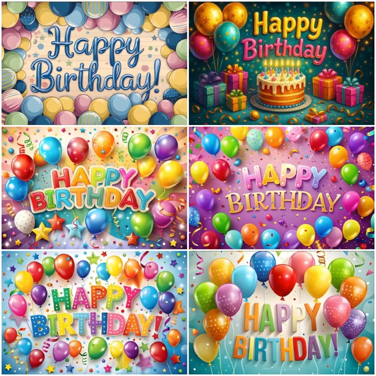 

Colorful Glitter Balloon Happy Birthday Party Decor Backdrop Supplies Cake Balloon Celebrate Banner Photo Shoot Background Prop