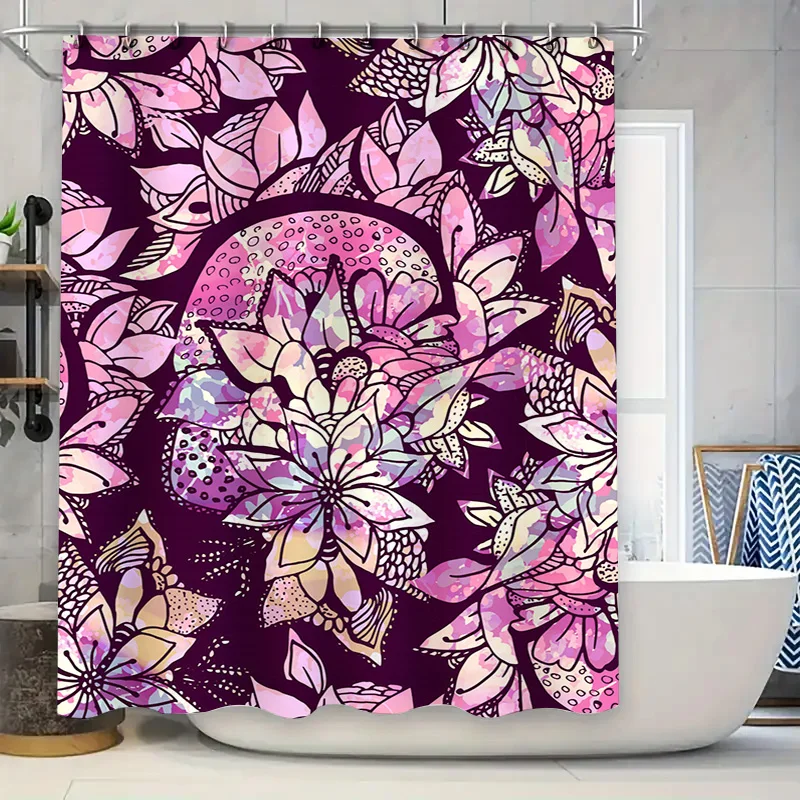 

Роскошный синий цветочный принт занавеска для душа водонепроницаемый декор для ванны украшение дома