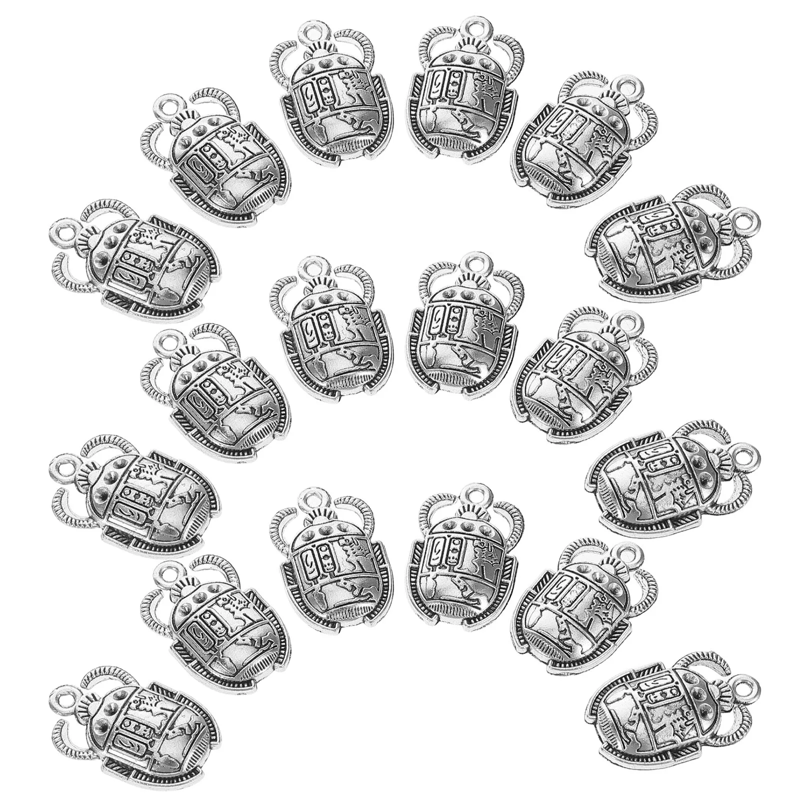 20 pcs Scarab Beetle Pendant Necklace Diy Jewelry Making Bracelet Keychain Alloy Charms Lucky Protection Accessories
