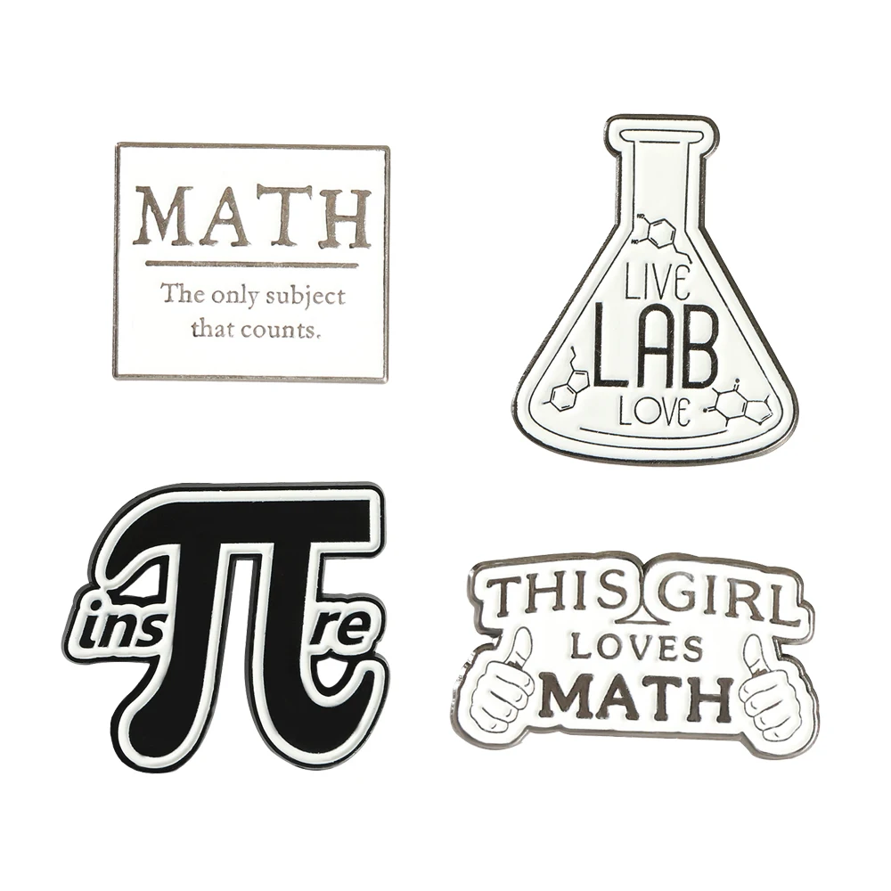 Mathematical Chemistry Sign Brooch Pins Creativity Teaching Theme Metal Badge Lapel Pin bag Scarf Buckle Collar Needle Accessory
