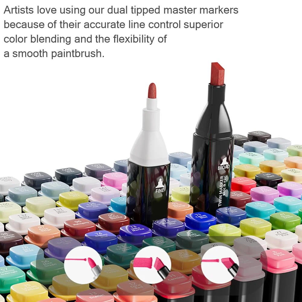 120 Colors Alcohol Marker Set Dual Tips Permanent Marker Sketching Art Markers Drawing for Manga Coloring School Supplies