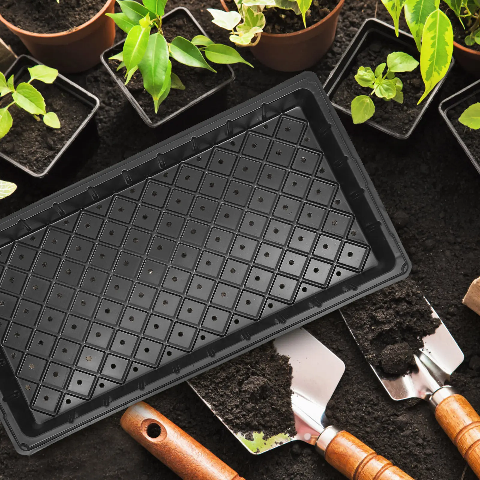 5Pcs Plant Starter Germination Trays Strong Seedling Trays for Indoor Outdoor Gardening Nursery Growing Tray Seedling Tray