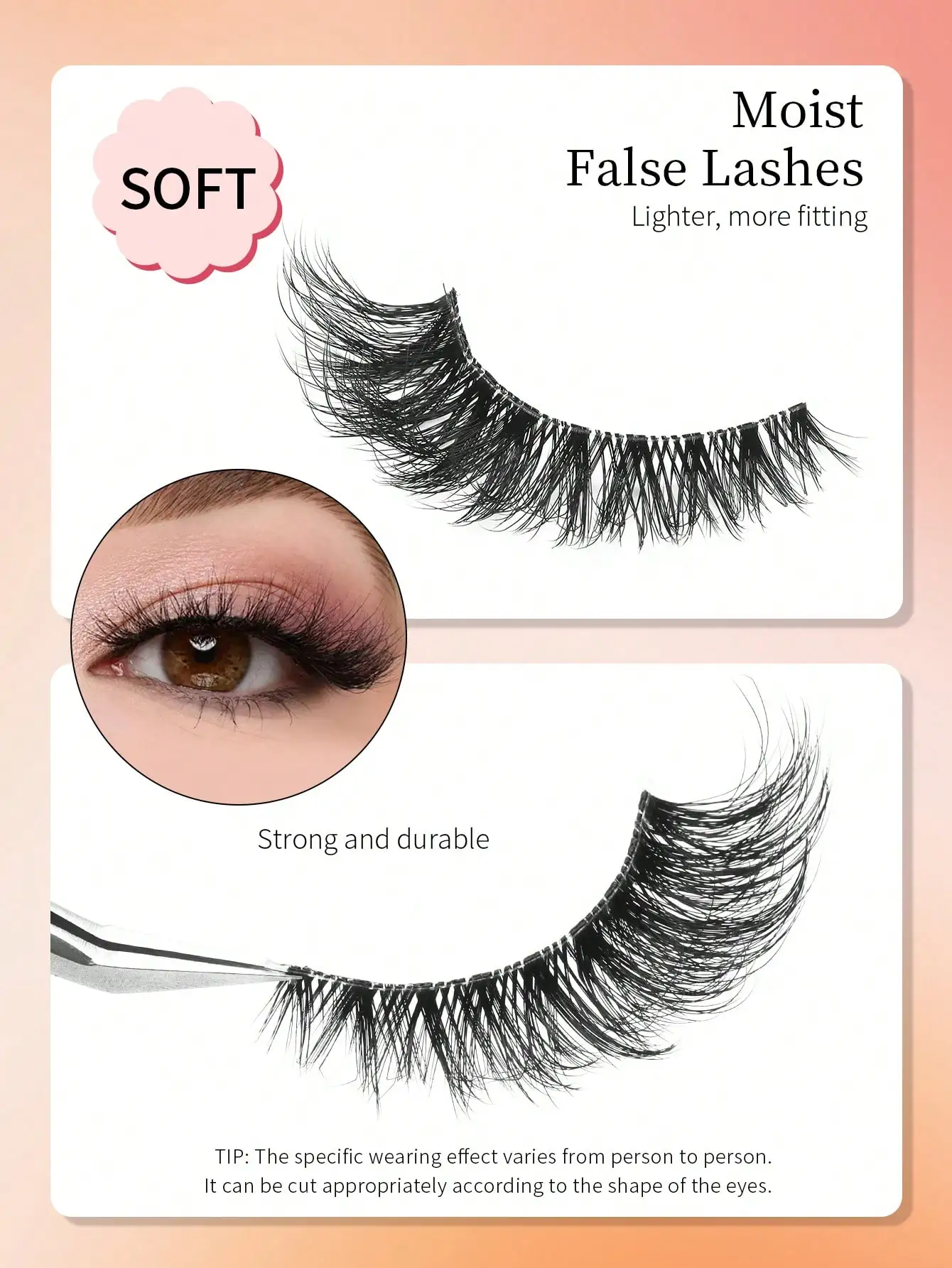 New 5 Pairs 3D Cat-Eye Mink Eyelashes Curled Winged Natural Realistic Messy End Eye Elongated Thick False Eyelashes Soft Fake Ey