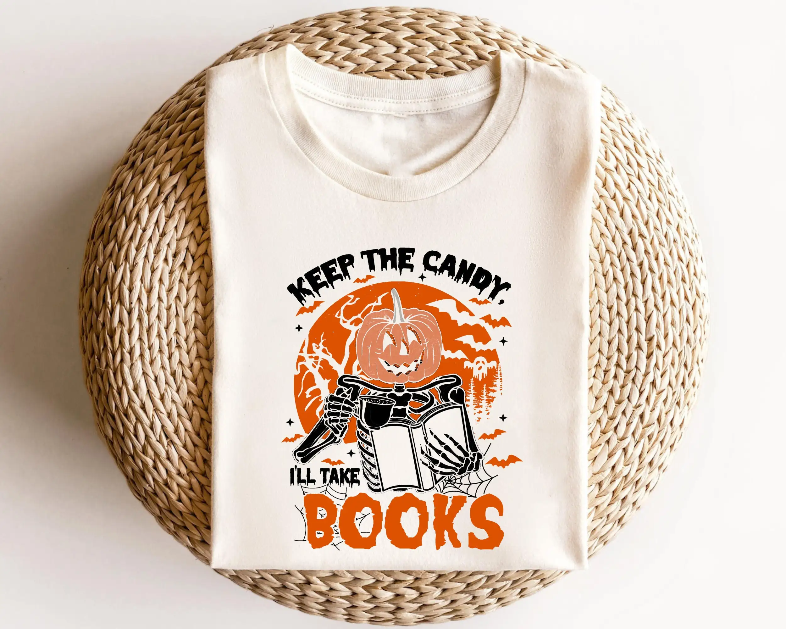 Ghost Books T Shirt Lover Keep The Candy I'Ll Take Halloween