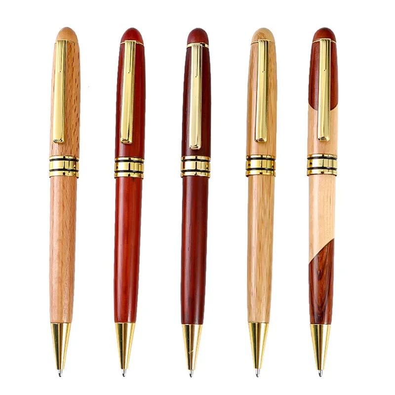 

Sandalwood Material Signature Pen Creative Rotating Wood Ballpoint Pen Personality Business Retro Ball Pen Office Writing Tools