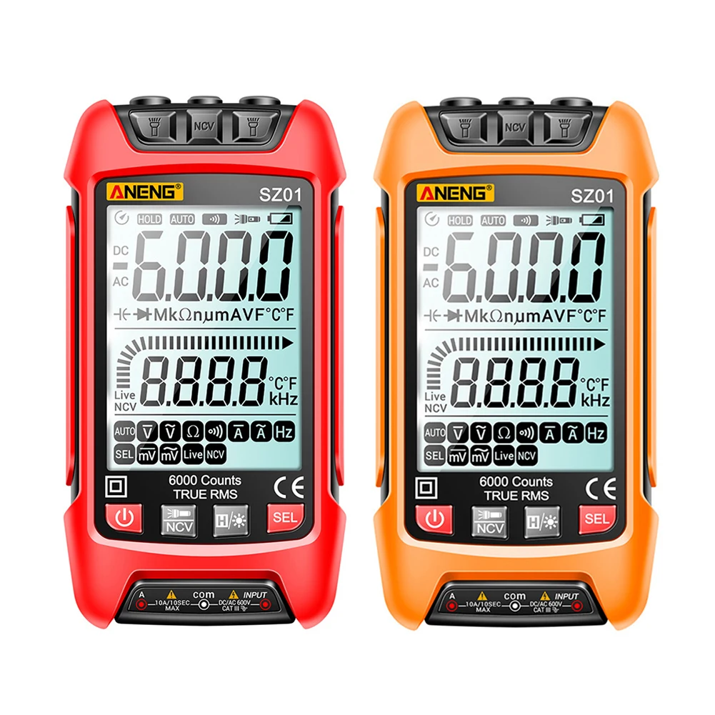 6000 Counts Digital Display Multimeter Auto Range True RMS Handheld Digital Multimeter Resistance Frequency High Precision Tools