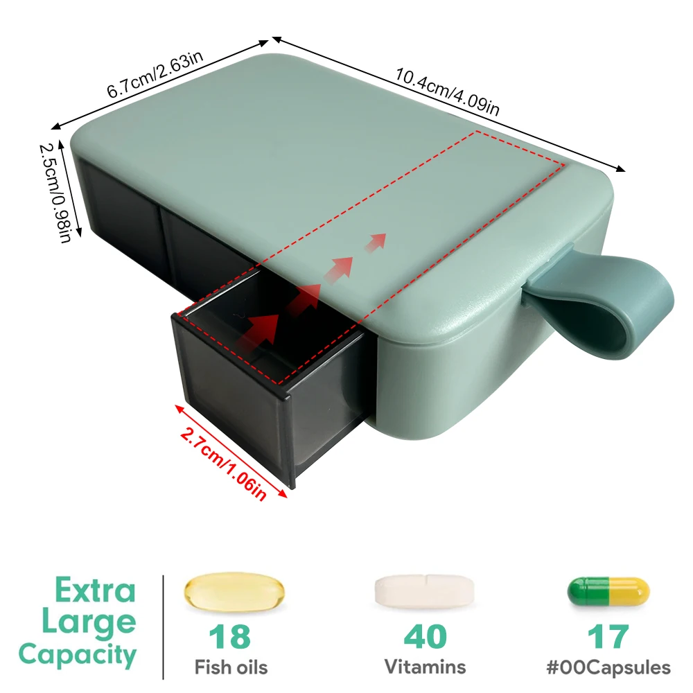 Moisture-Proof Daily Pill Box with Timer & 3 Compartments,Compact Portable Pill Case for Travel, Pocket & Purse Medicine Storage