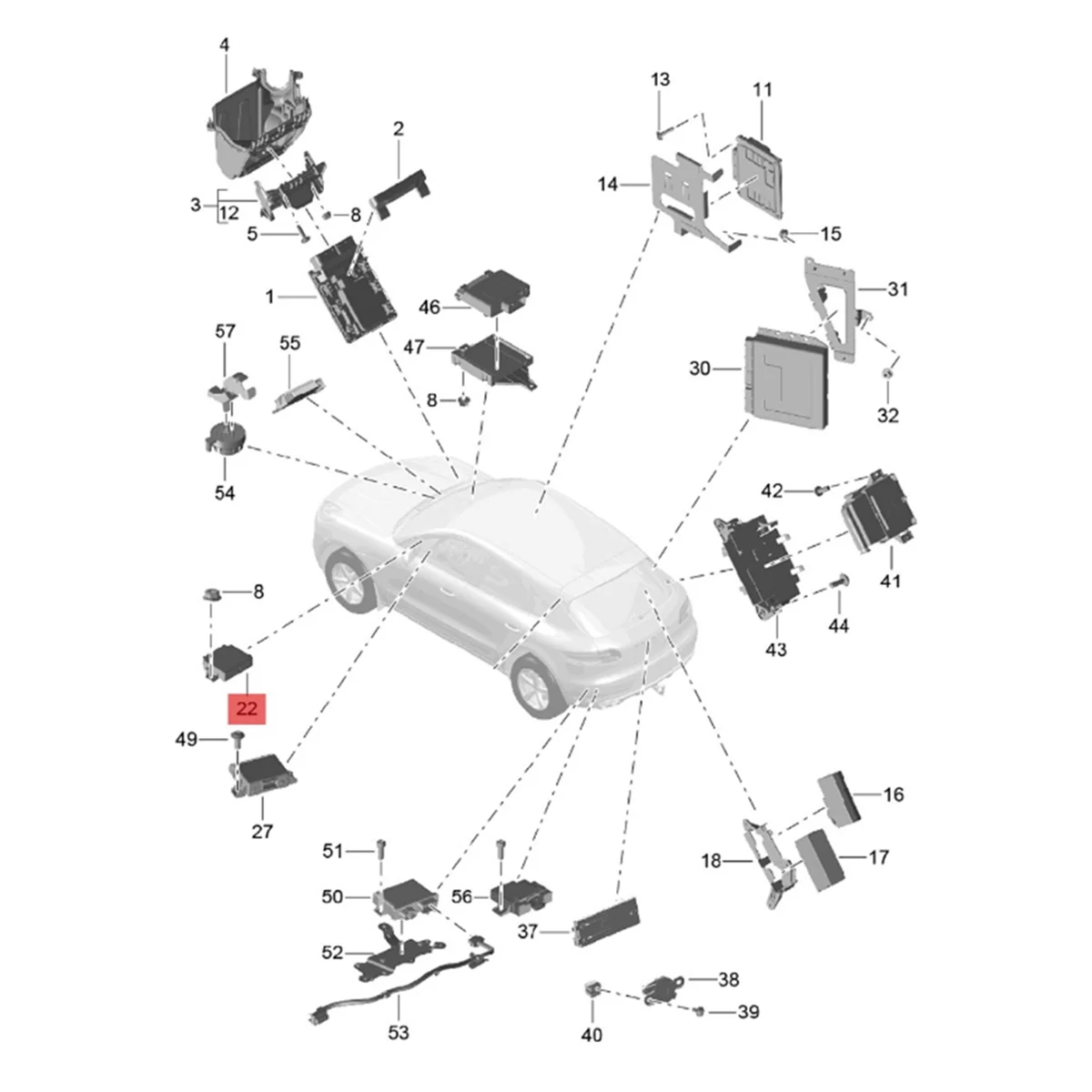 95B.919.475.L Car Radar ECU Computer Board Control Module for Porsche Cayenne 11-18 Macan 14-18 95B919475L 1721408840