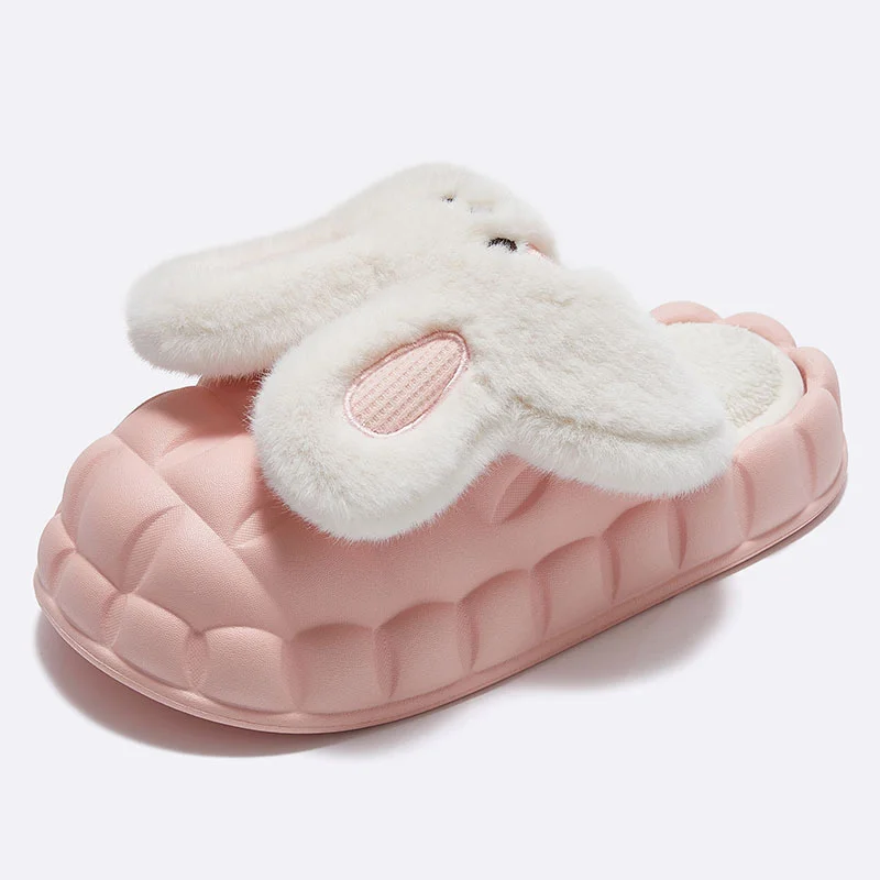 

2022 Winter New Cute Funny Cartoon Rabbit Slipper Man Women Lovers Waterproof Detachable Liner Home Slippers Indoors Flip Flops