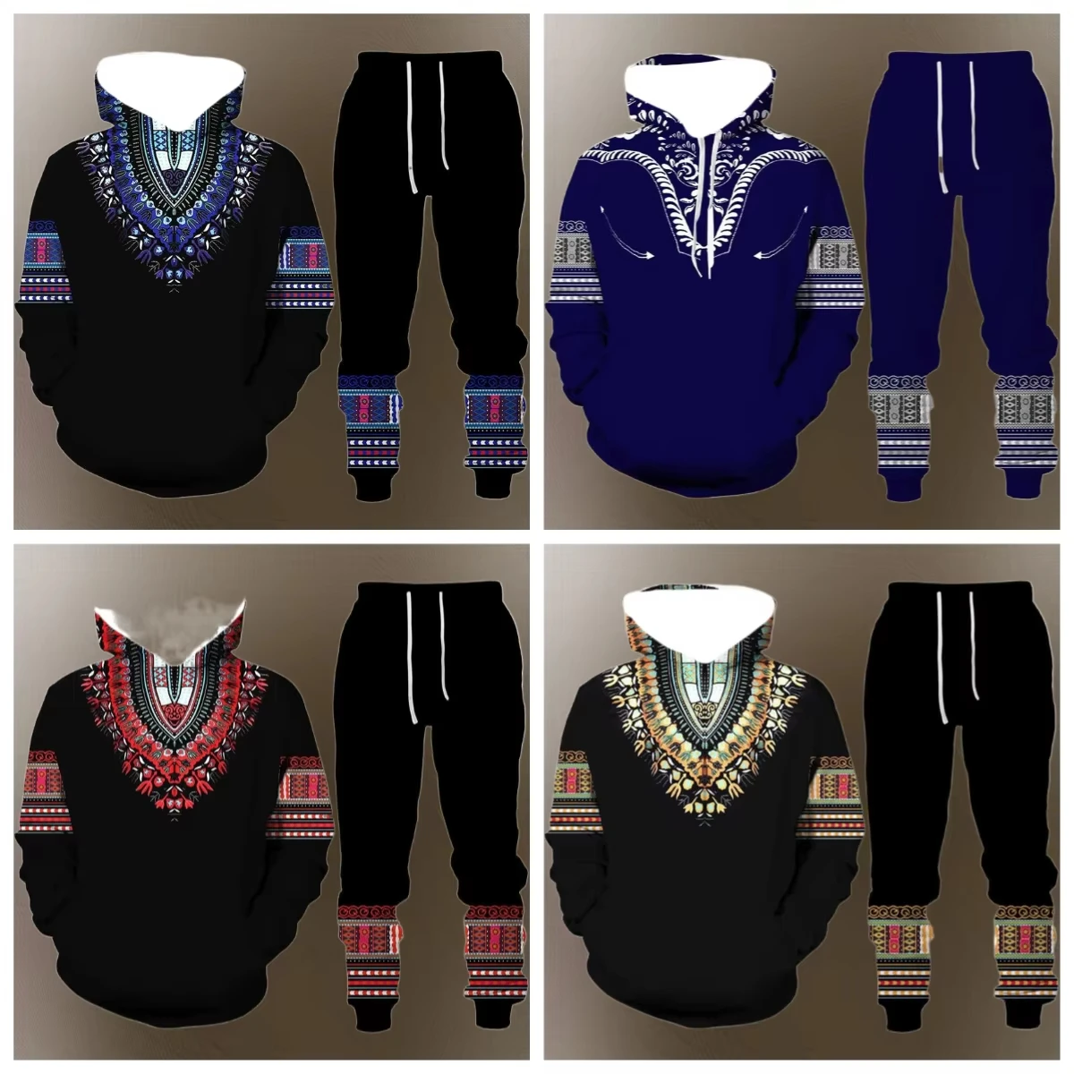 

Fashion Hoodies Set Tracksuit 3D Print Retro Style Sportswear Suit Hip Hop Casual Long Sleeve Set Autumn Clothing 2pcs Sets