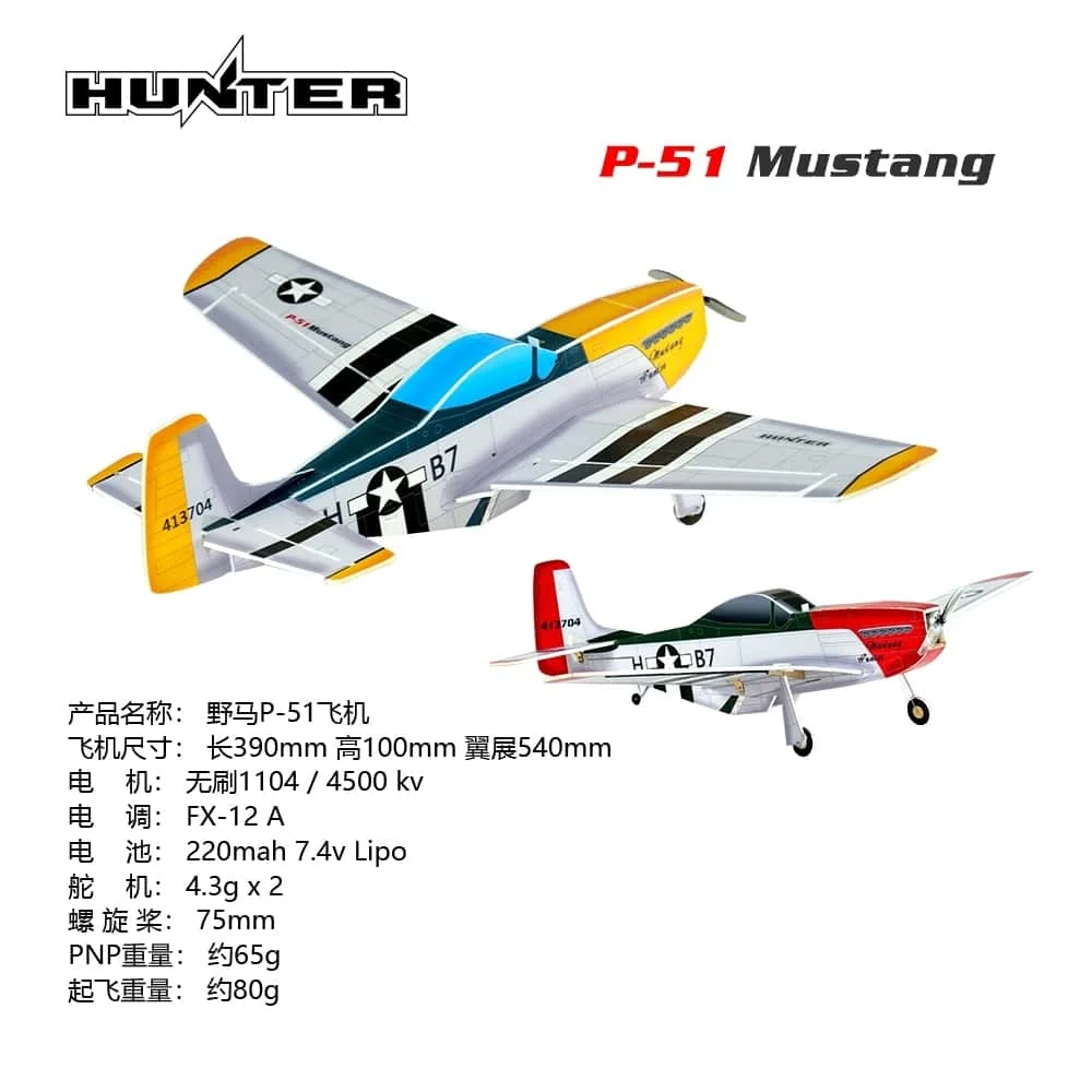 P51 Kit PNP Fixed-wing Aircraft PP Magic Board Aircraft Assembly Aviation Model Fighter Jet Mustang Model Aircraft DIY