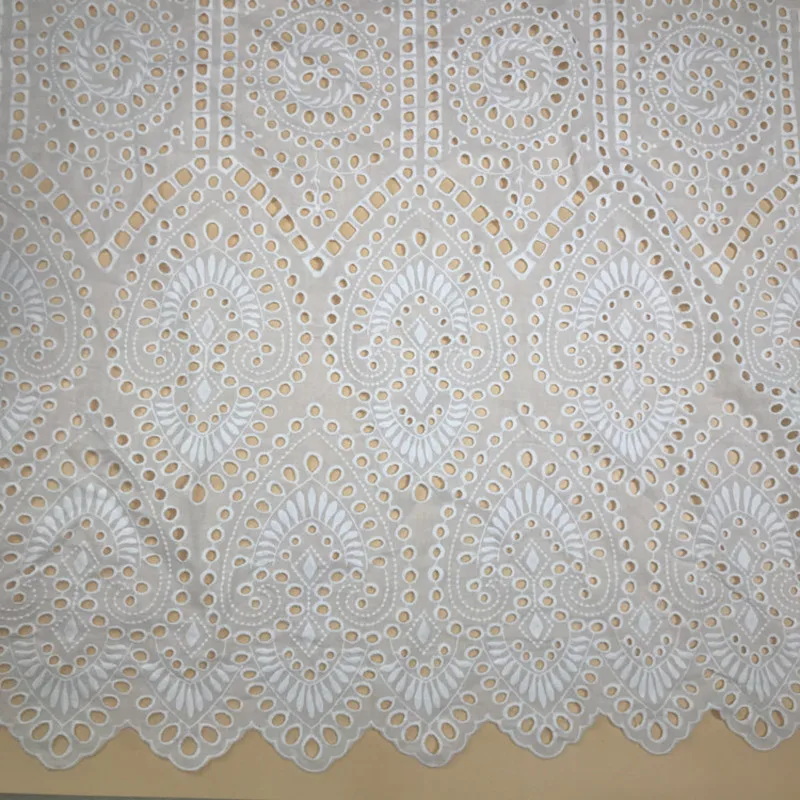 3/5/10yard Allover Off White Broderie Anglaise Embroidery Eyelet Cotton Lace Fabric for Wedding Dress By the Yard